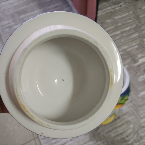 Nonni's Biscotti Cookie Jar Crackled Look Yellow Lemons and Varigated Leaves - Picture 4 of 5